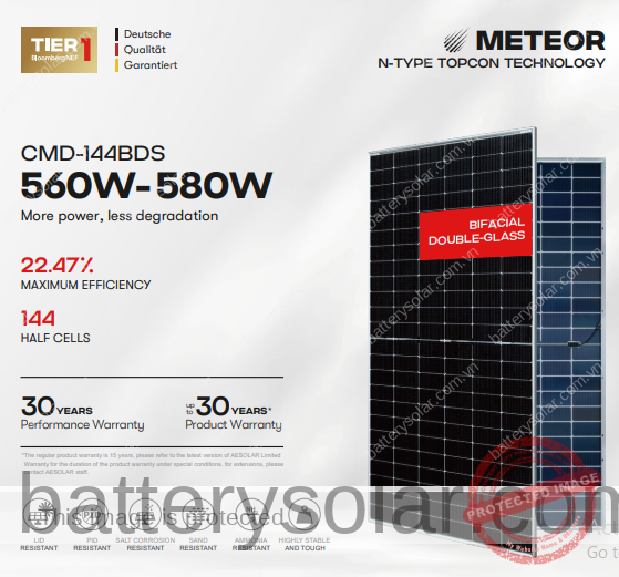 tâm pin AE 580w 2 mặt kính