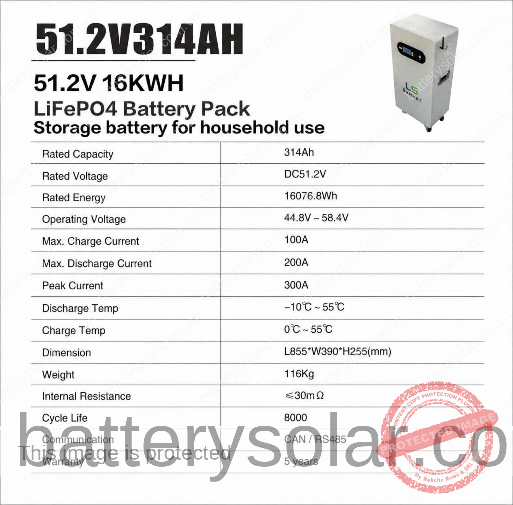 Pin lưu trữ Ls Battery 314Ah 51.2V